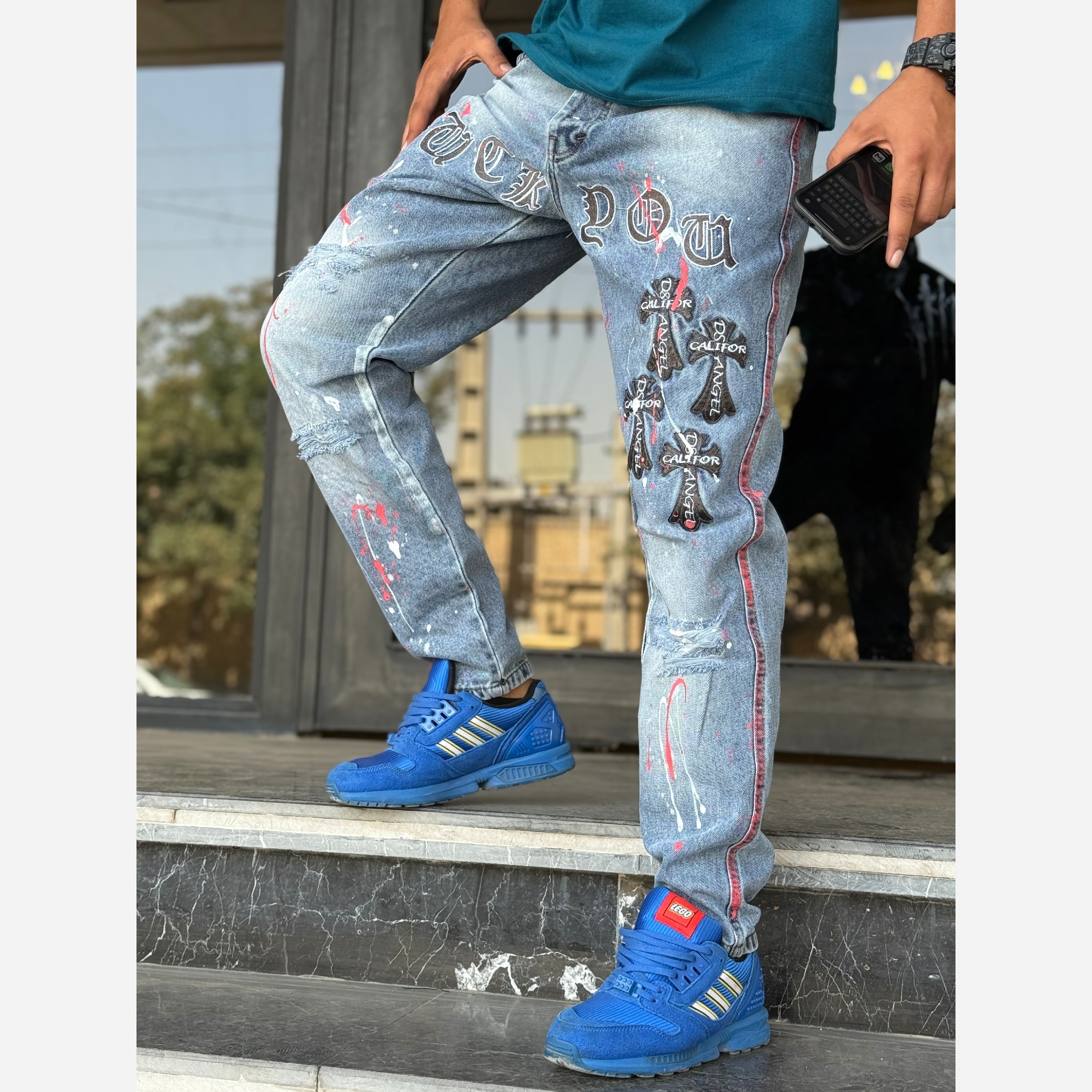 شلوار مام استایل آبی روشن