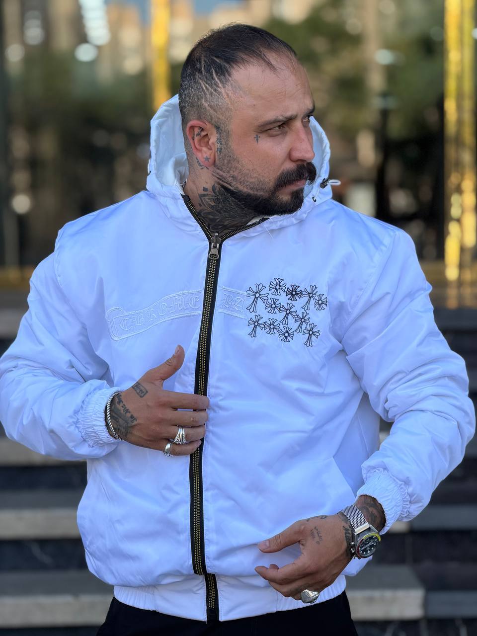 کاپشن دو رو رنگ سفید